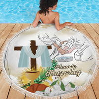 Happy Maundy Thursday Beach Blanket Jesus Christ Washing Feet