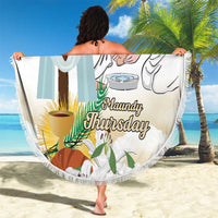 Happy Maundy Thursday Beach Blanket Jesus Christ Washing Feet