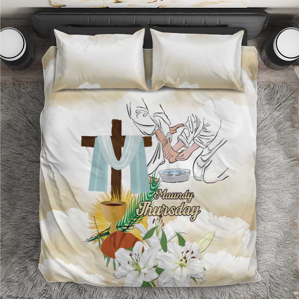 Happy Maundy Thursday Bedding Set Jesus Christ Washing Feet