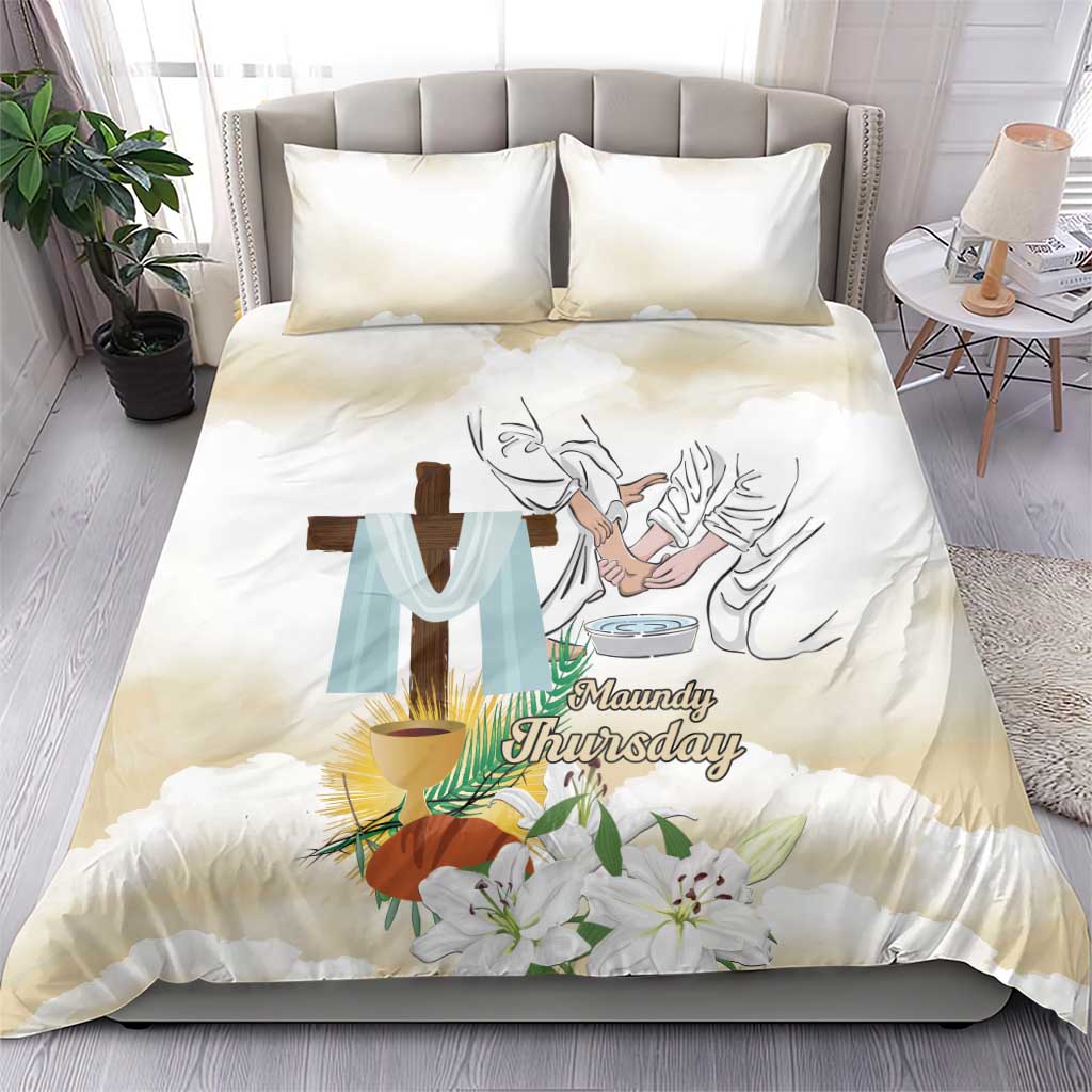 Happy Maundy Thursday Bedding Set Jesus Christ Washing Feet