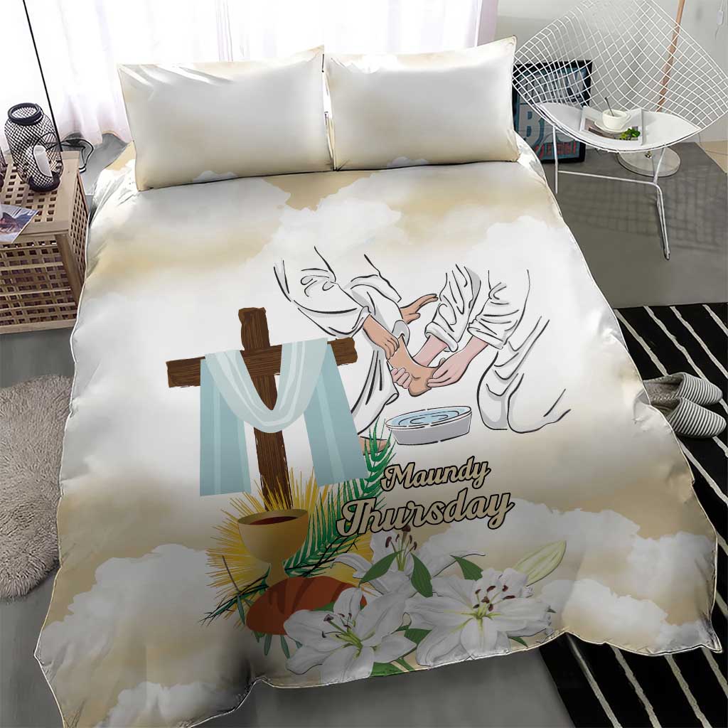 Happy Maundy Thursday Bedding Set Jesus Christ Washing Feet