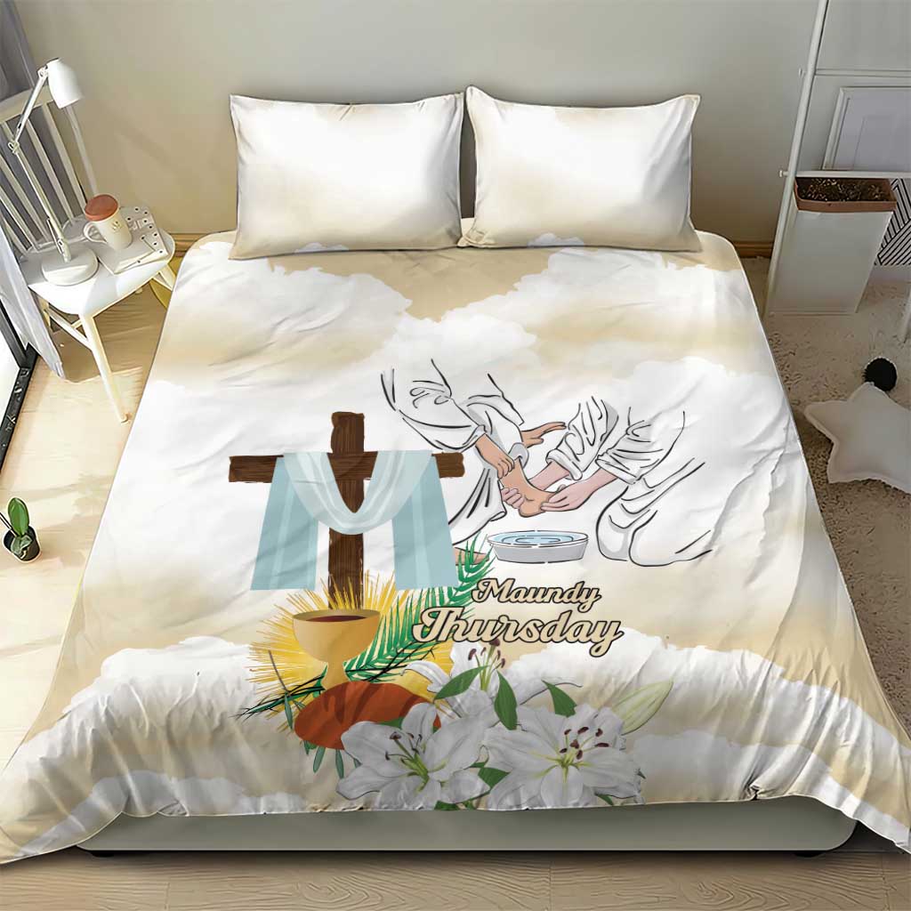 Happy Maundy Thursday Bedding Set Jesus Christ Washing Feet