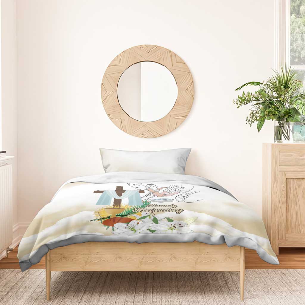 Happy Maundy Thursday Bedding Set Jesus Christ Washing Feet