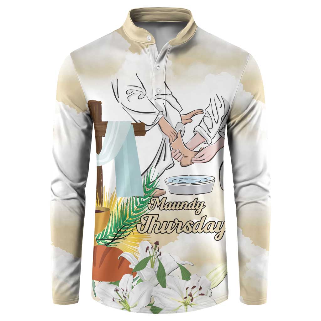 Happy Maundy Thursday Button Sweatshirt Jesus Christ Washing Feet