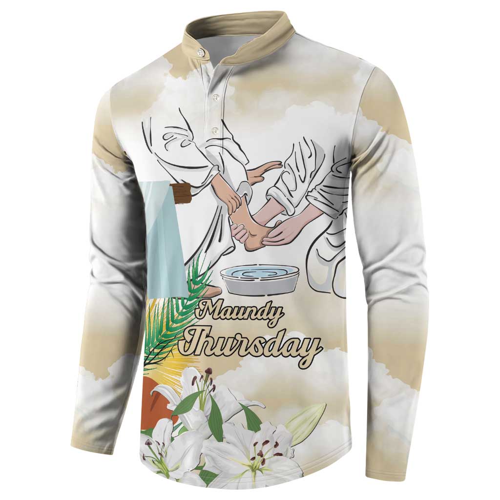 Happy Maundy Thursday Button Sweatshirt Jesus Christ Washing Feet
