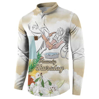 Happy Maundy Thursday Button Sweatshirt Jesus Christ Washing Feet