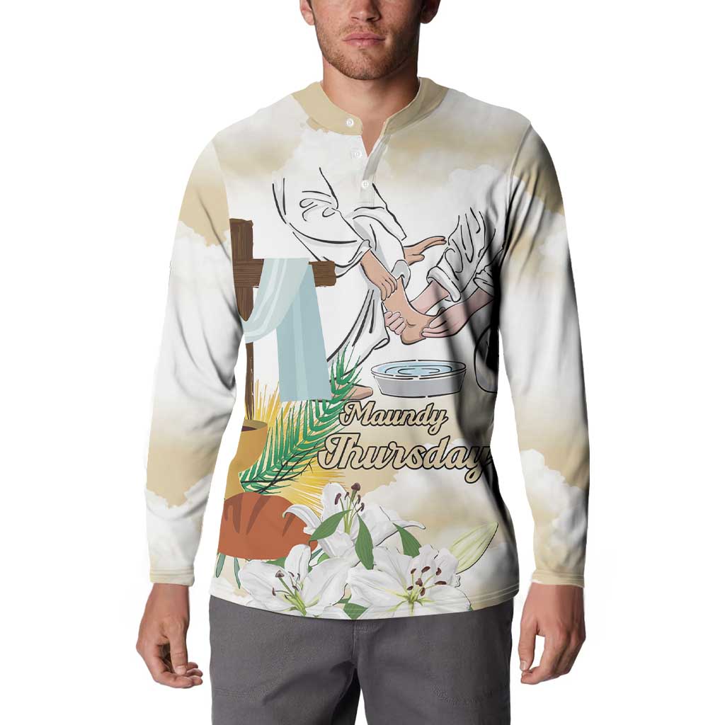 Happy Maundy Thursday Button Sweatshirt Jesus Christ Washing Feet