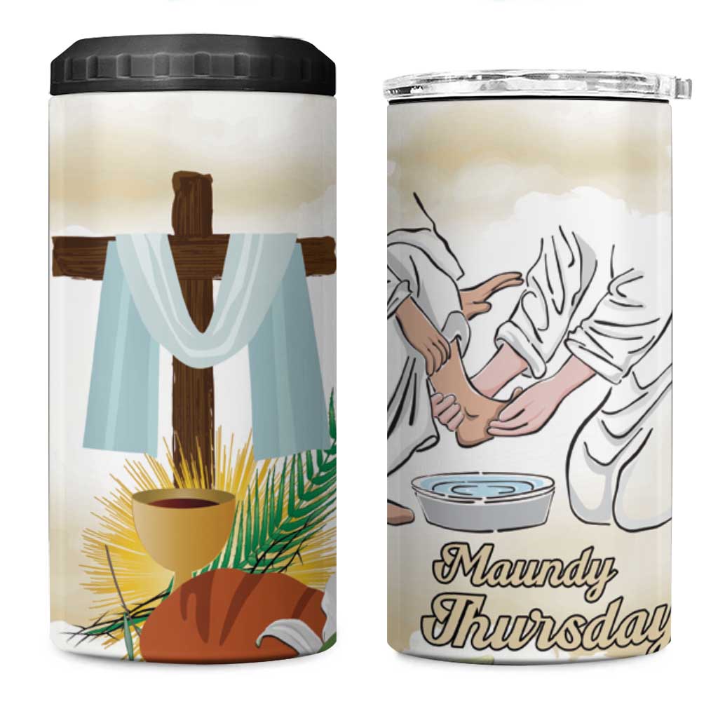 Happy Maundy Thursday 4 in 1 Can Cooler Tumbler Jesus Christ Washing Feet