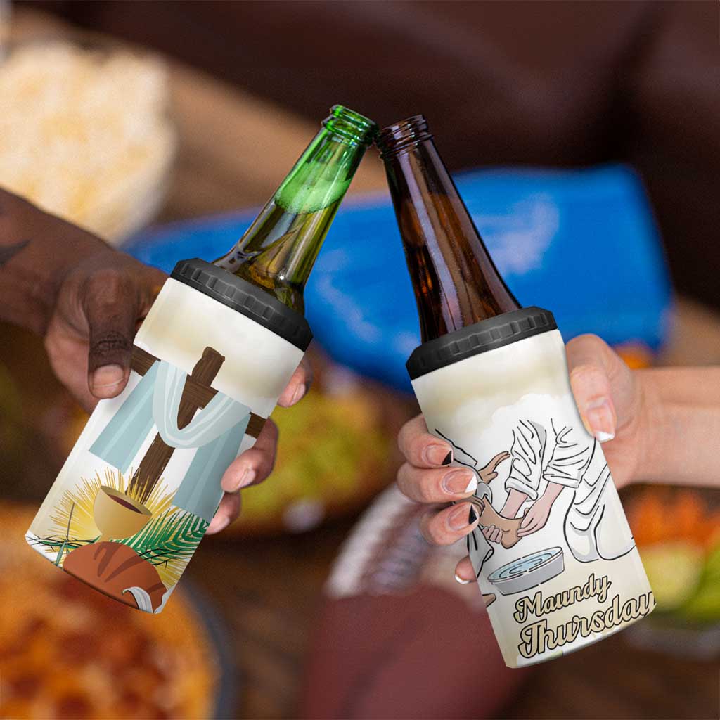 Happy Maundy Thursday 4 in 1 Can Cooler Tumbler Jesus Christ Washing Feet
