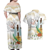 Happy Maundy Thursday Couples Matching Off Shoulder Maxi Dress and Hawaiian Shirt Jesus Christ Washing Feet