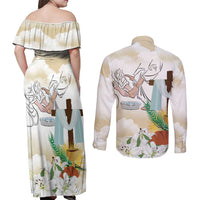 Happy Maundy Thursday Couples Matching Off Shoulder Maxi Dress and Long Sleeve Button Shirt Jesus Christ Washing Feet