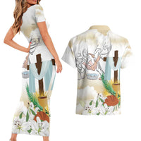 Happy Maundy Thursday Couples Matching Short Sleeve Bodycon Dress and Hawaiian Shirt Jesus Christ Washing Feet