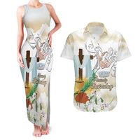 Happy Maundy Thursday Couples Matching Tank Maxi Dress and Hawaiian Shirt Jesus Christ Washing Feet