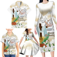 Happy Maundy Thursday Family Matching Long Sleeve Bodycon Dress and Hawaiian Shirt Jesus Christ Washing Feet