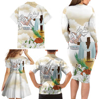 Happy Maundy Thursday Family Matching Long Sleeve Bodycon Dress and Hawaiian Shirt Jesus Christ Washing Feet