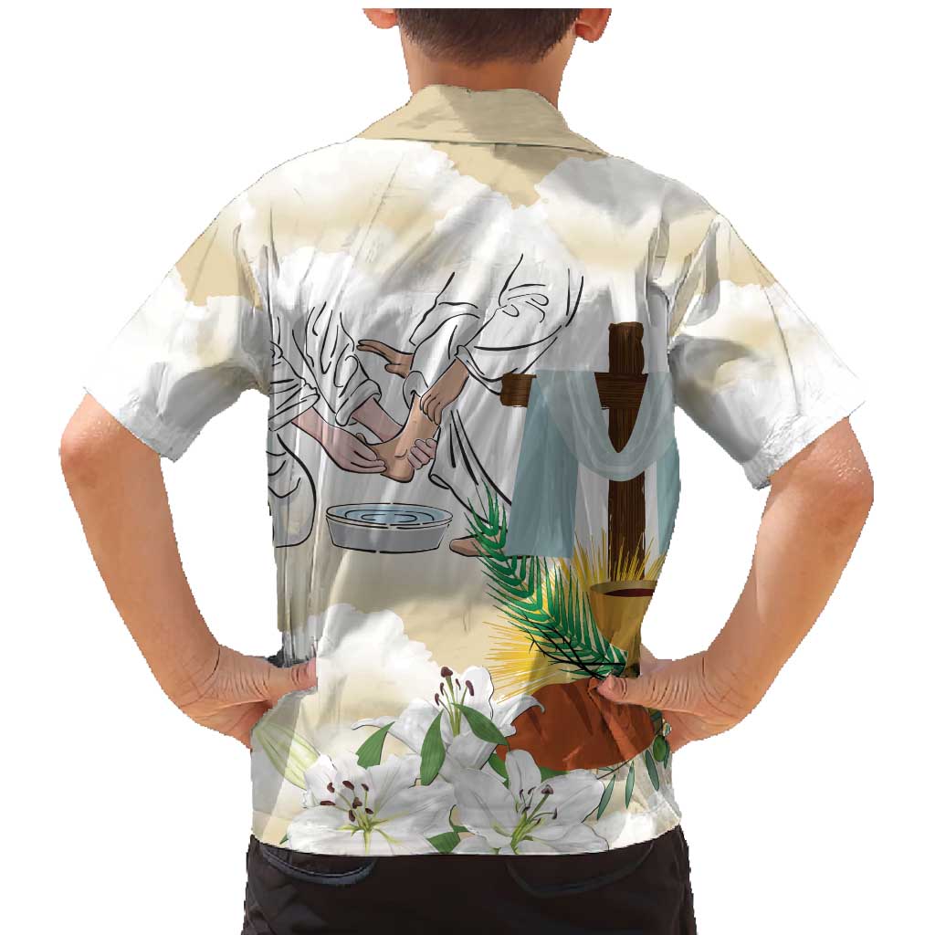 Happy Maundy Thursday Family Matching Mermaid Dress and Hawaiian Shirt Jesus Christ Washing Feet