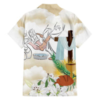 Happy Maundy Thursday Family Matching Off The Shoulder Long Sleeve Dress and Hawaiian Shirt Jesus Christ Washing Feet