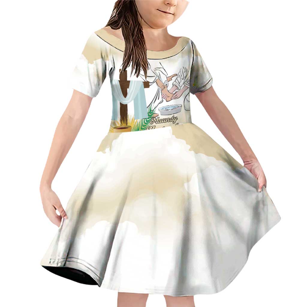 Happy Maundy Thursday Family Matching Off Shoulder Short Dress and Hawaiian Shirt Jesus Christ Washing Feet