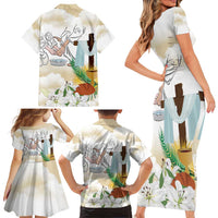 Happy Maundy Thursday Family Matching Short Sleeve Bodycon Dress and Hawaiian Shirt Jesus Christ Washing Feet
