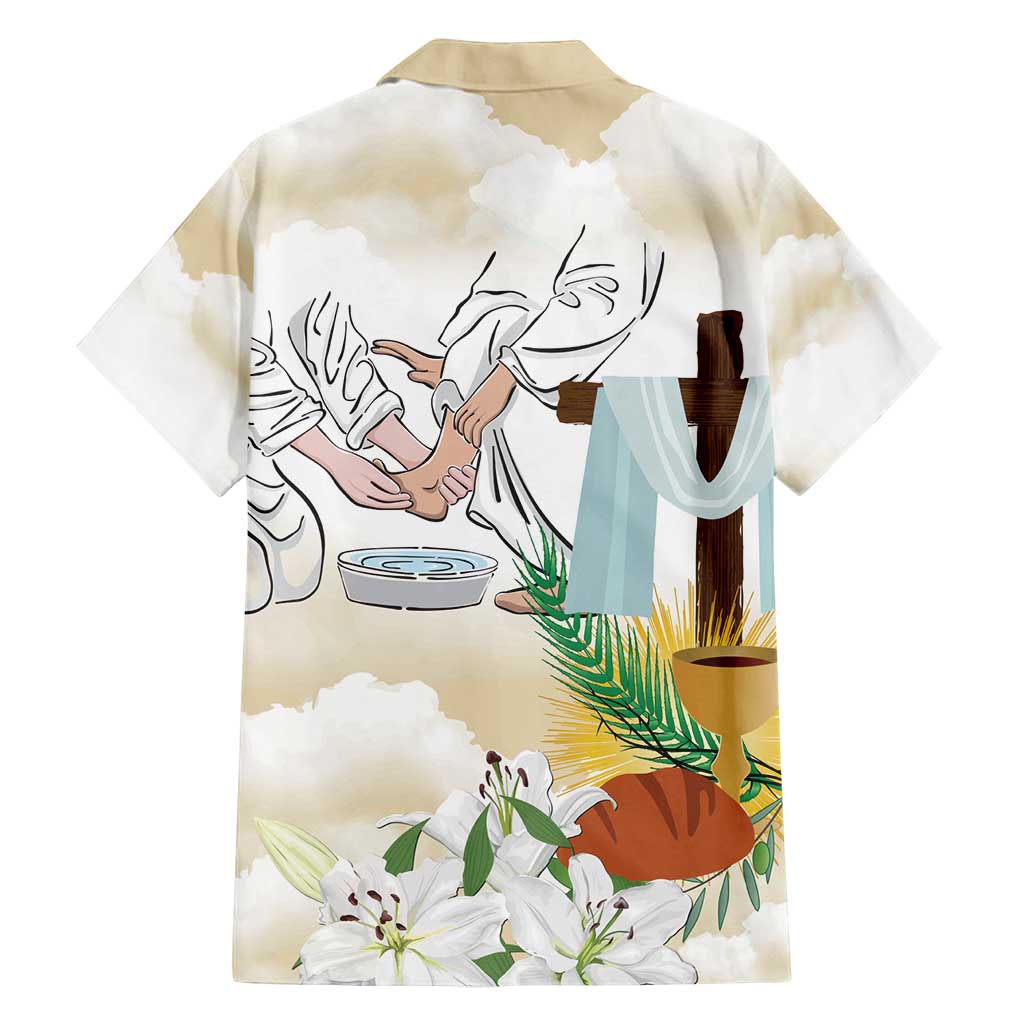 Happy Maundy Thursday Family Matching Tank Maxi Dress and Hawaiian Shirt Jesus Christ Washing Feet