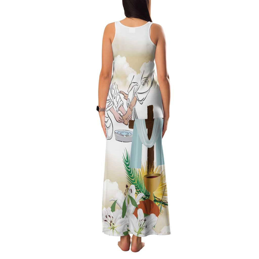 Happy Maundy Thursday Family Matching Tank Maxi Dress and Hawaiian Shirt Jesus Christ Washing Feet
