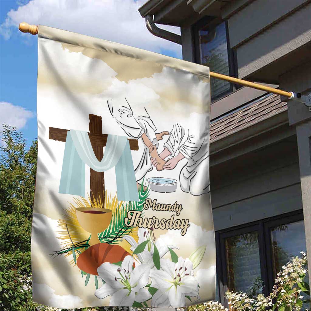 Happy Maundy Thursday Garden Flag Jesus Christ Washing Feet