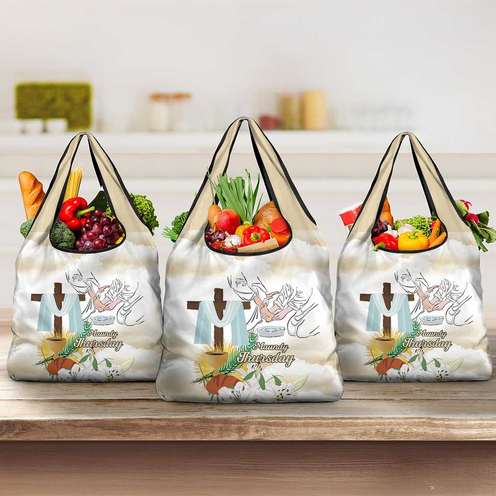 Happy Maundy Thursday Grocery Bag Jesus Christ Washing Feet