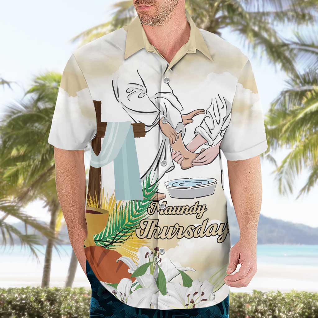 Happy Maundy Thursday Hawaiian Shirt Jesus Christ Washing Feet