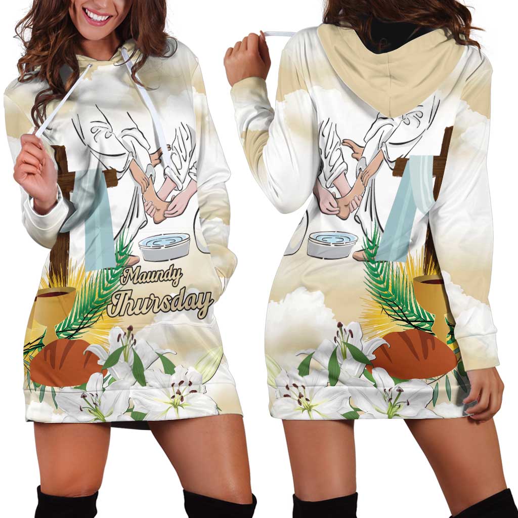 Happy Maundy Thursday Hoodie Dress Jesus Christ Washing Feet