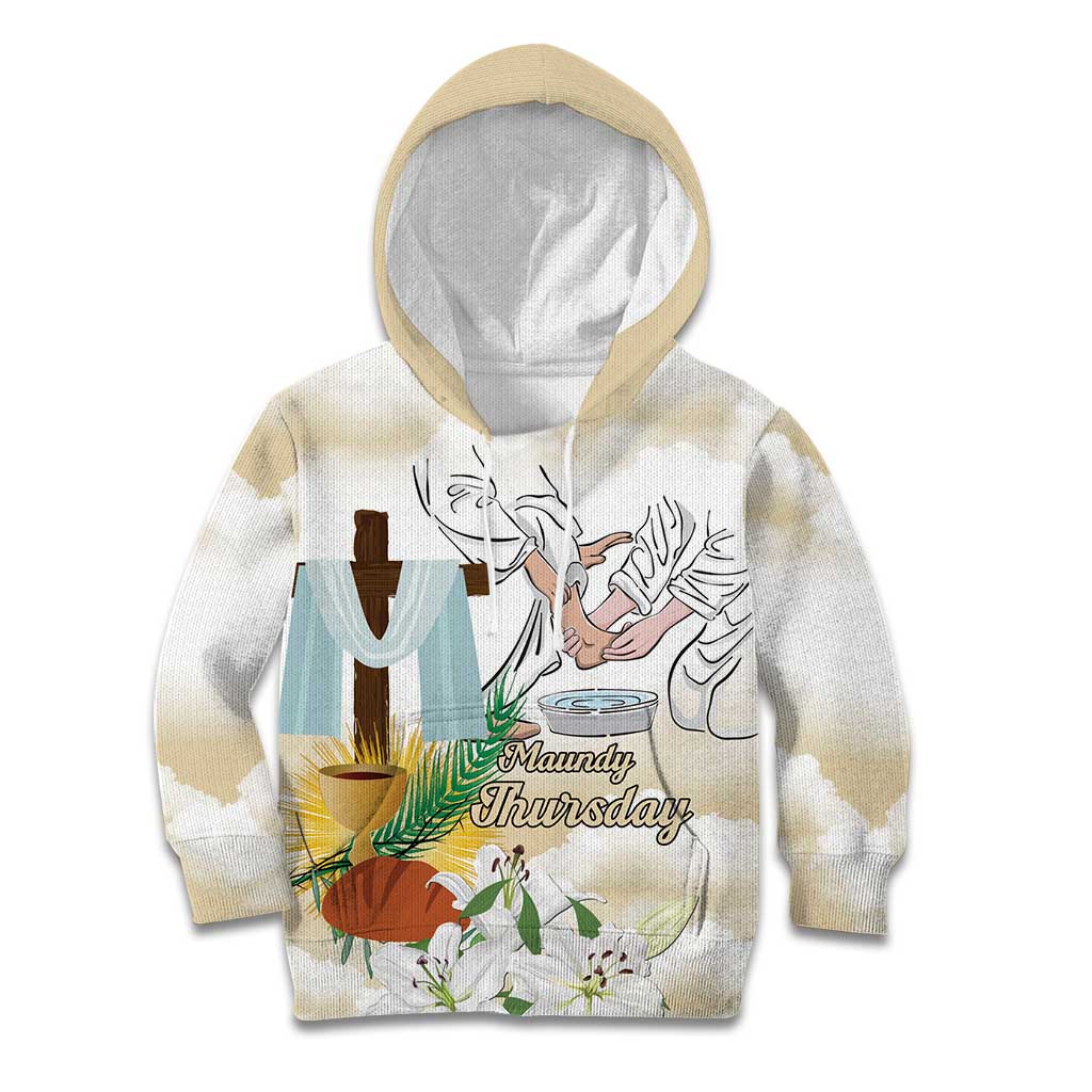 Happy Maundy Thursday Kid Hoodie Jesus Christ Washing Feet