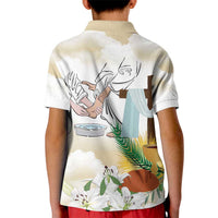 Happy Maundy Thursday Kid Polo Shirt Jesus Christ Washing Feet
