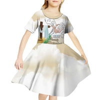 Happy Maundy Thursday Kid Short Sleeve Dress Jesus Christ Washing Feet