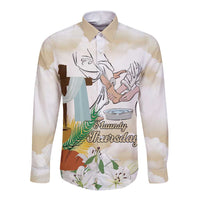 Happy Maundy Thursday Long Sleeve Button Shirt Jesus Christ Washing Feet