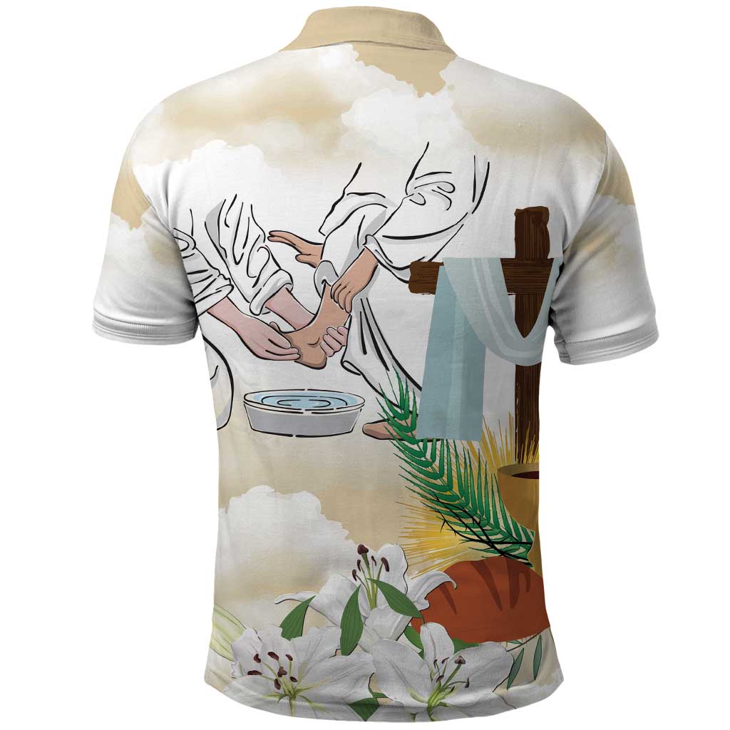Happy Maundy Thursday Polo Shirt Jesus Christ Washing Feet