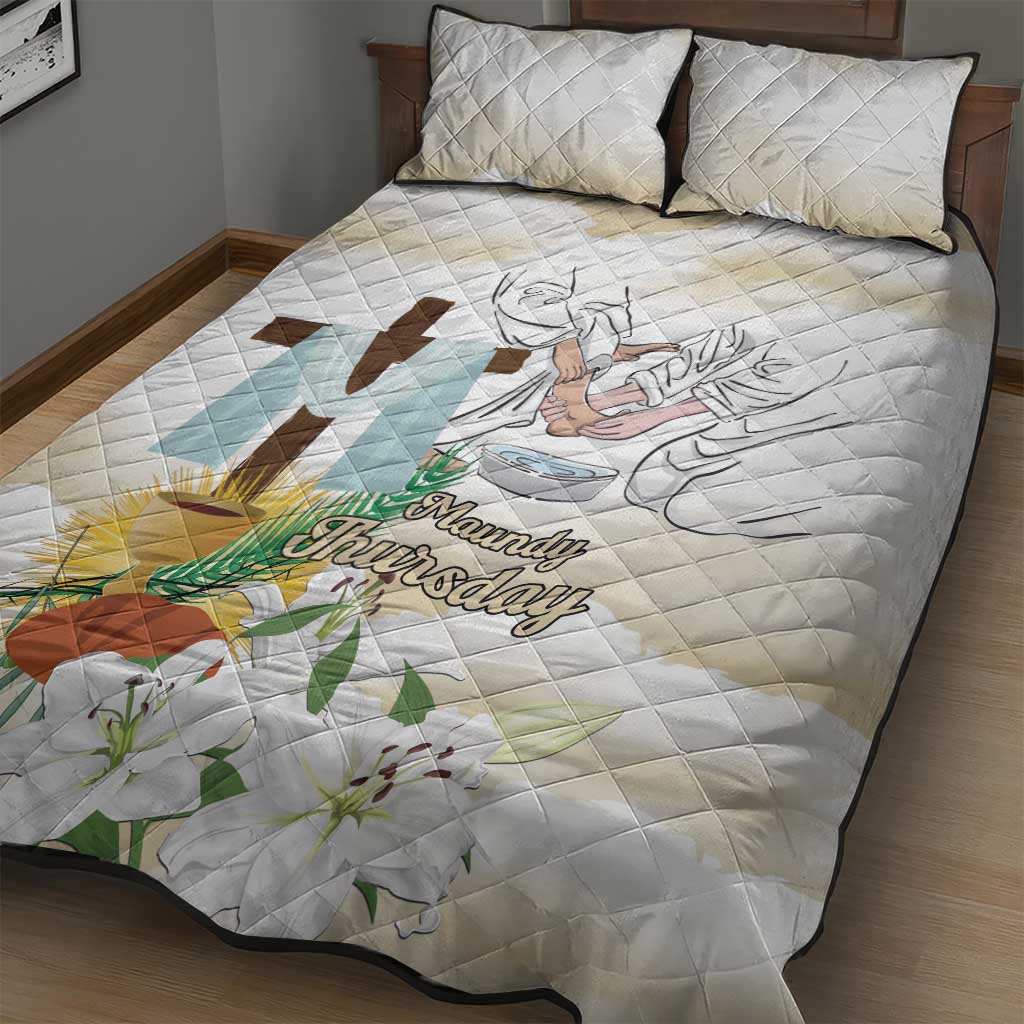 Happy Maundy Thursday Quilt Bed Set Jesus Christ Washing Feet