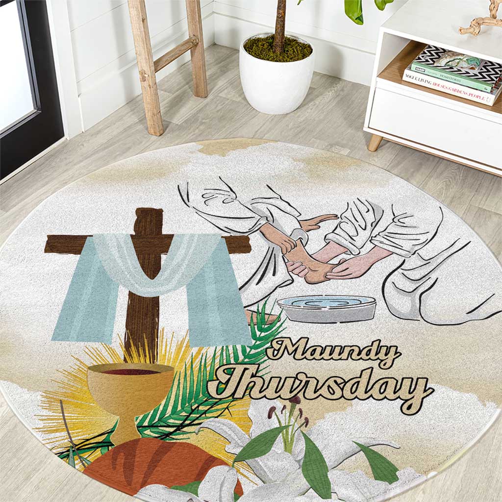 Happy Maundy Thursday Round Carpet Jesus Christ Washing Feet