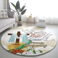 Happy Maundy Thursday Round Carpet Jesus Christ Washing Feet