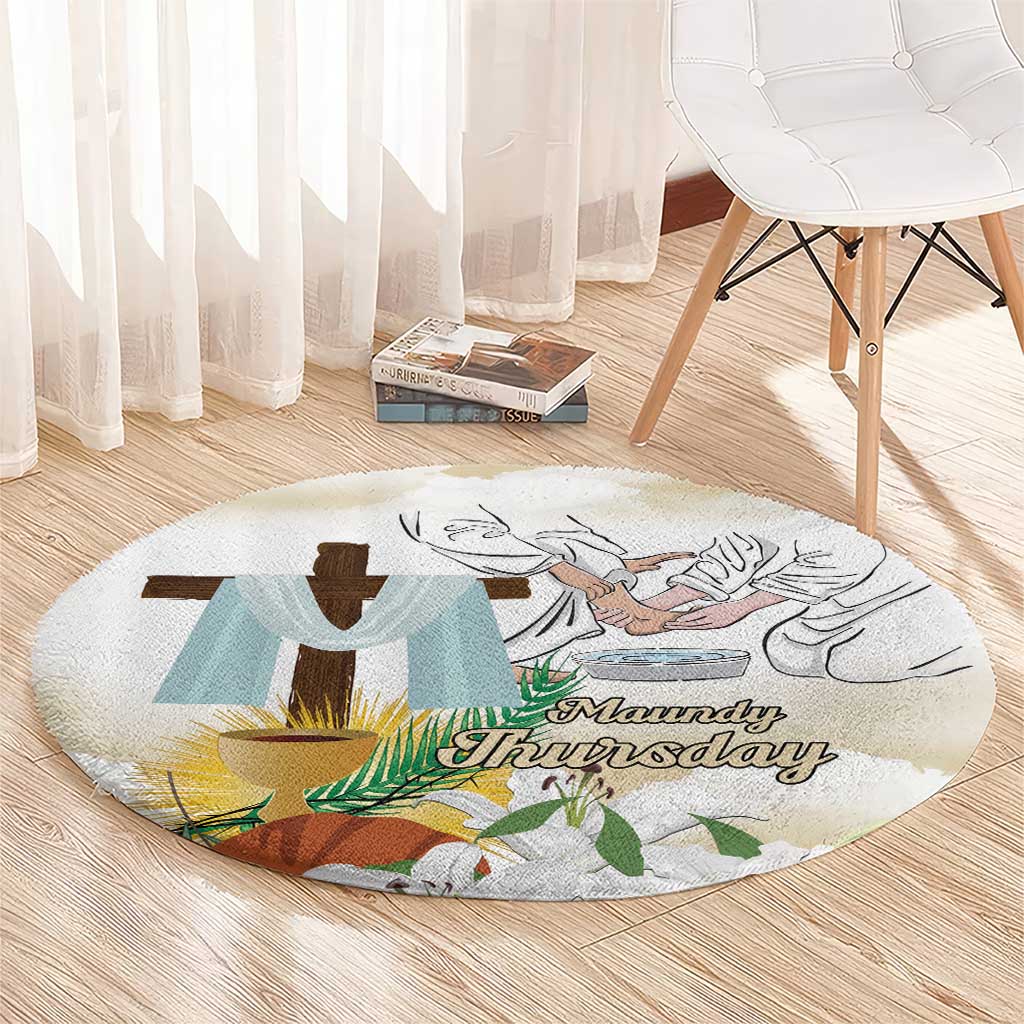 Happy Maundy Thursday Round Carpet Jesus Christ Washing Feet