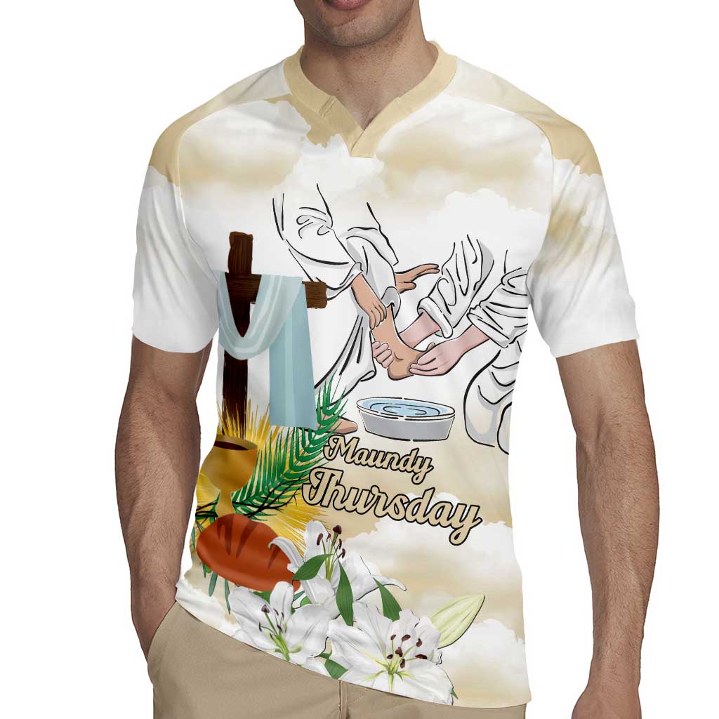 Happy Maundy Thursday Rugby Jersey Jesus Christ Washing Feet