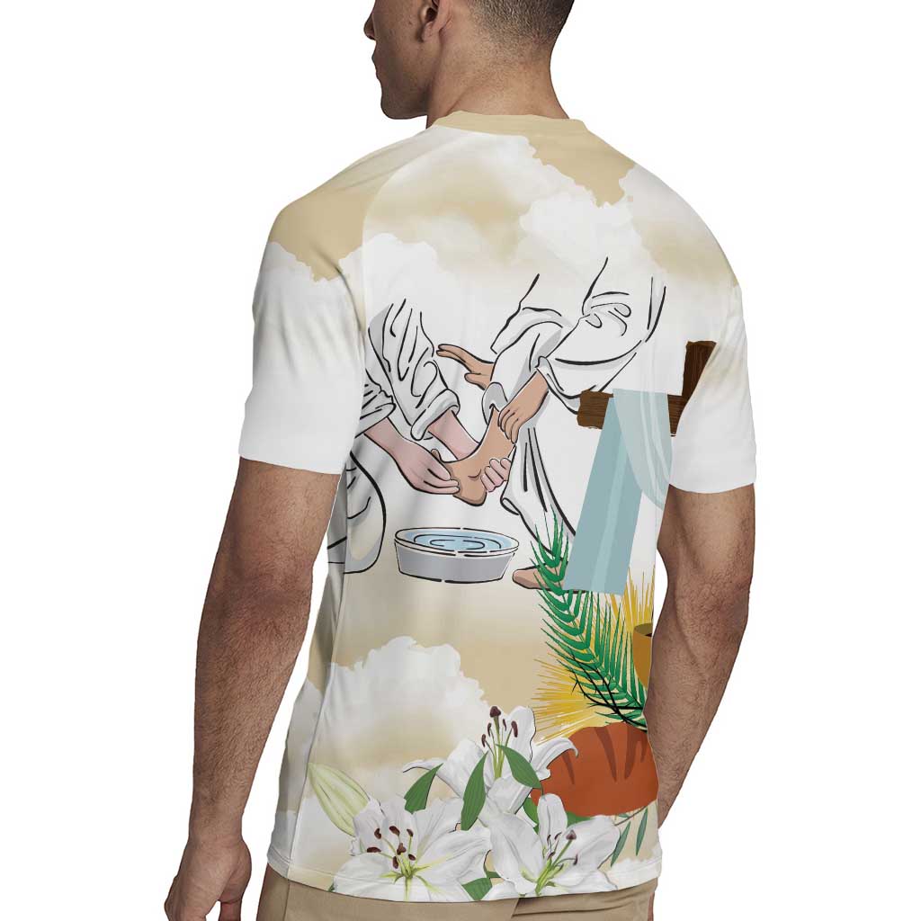 Happy Maundy Thursday Rugby Jersey Jesus Christ Washing Feet