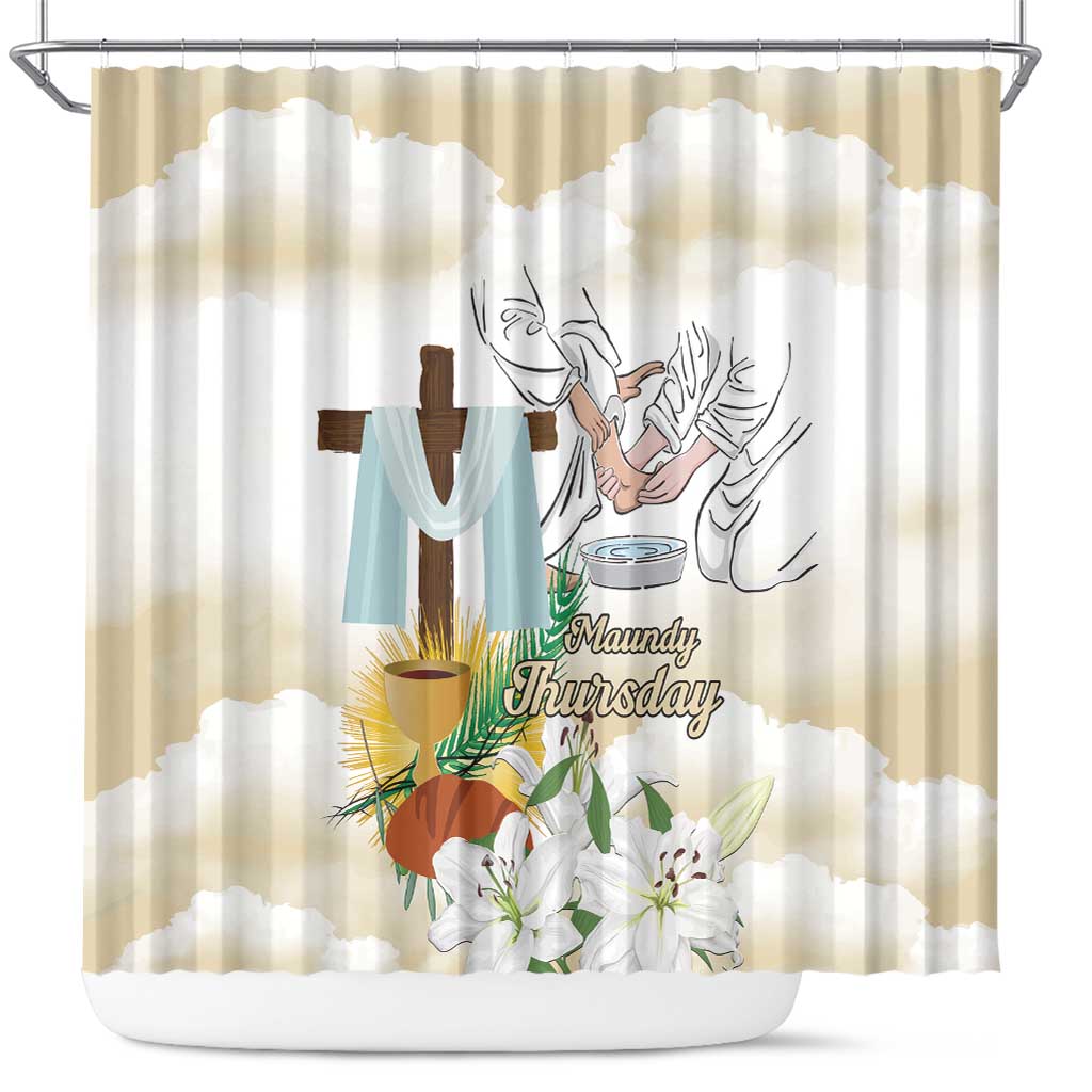 Happy Maundy Thursday Shower Curtain Jesus Christ Washing Feet
