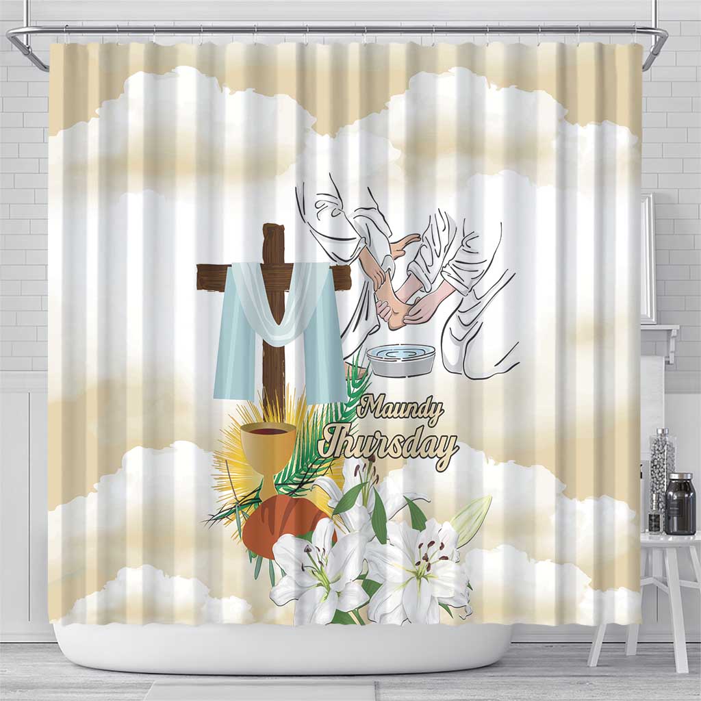 Happy Maundy Thursday Shower Curtain Jesus Christ Washing Feet