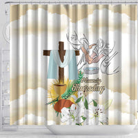 Happy Maundy Thursday Shower Curtain Jesus Christ Washing Feet