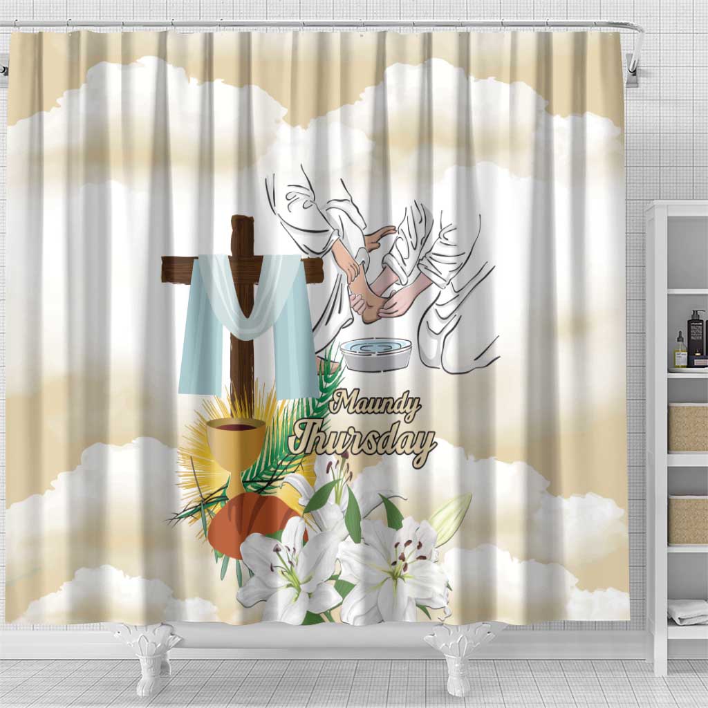Happy Maundy Thursday Shower Curtain Jesus Christ Washing Feet