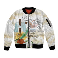 Happy Maundy Thursday Sleeve Zip Bomber Jacket Jesus Christ Washing Feet