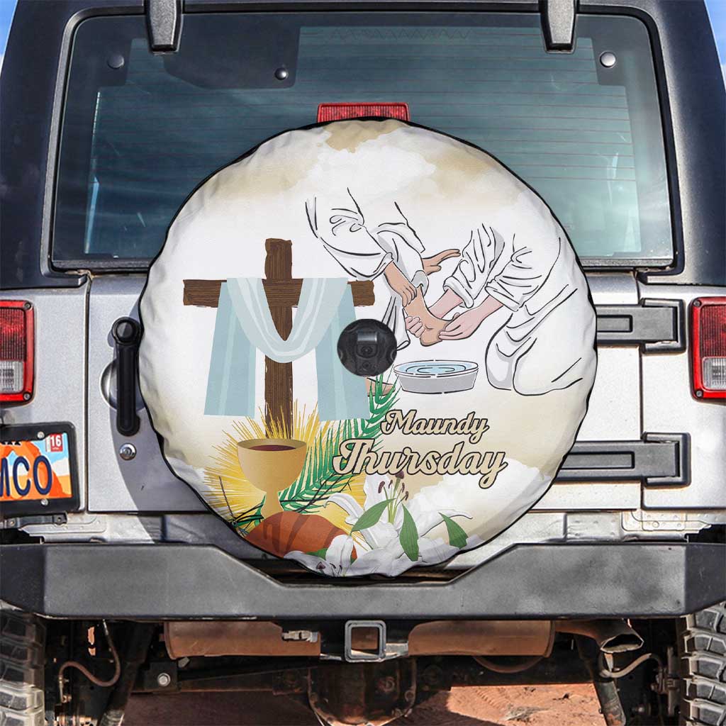 Happy Maundy Thursday Spare Tire Cover Jesus Christ Washing Feet