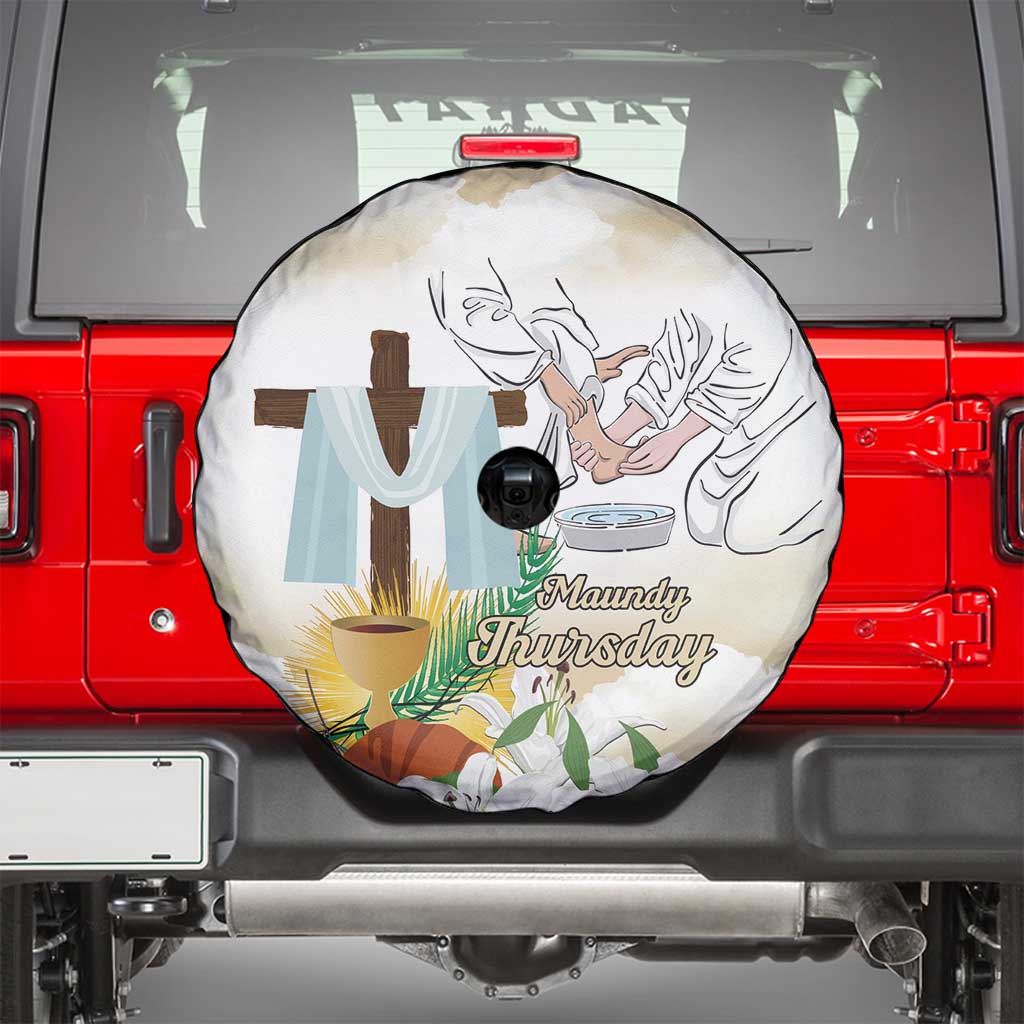 Happy Maundy Thursday Spare Tire Cover Jesus Christ Washing Feet