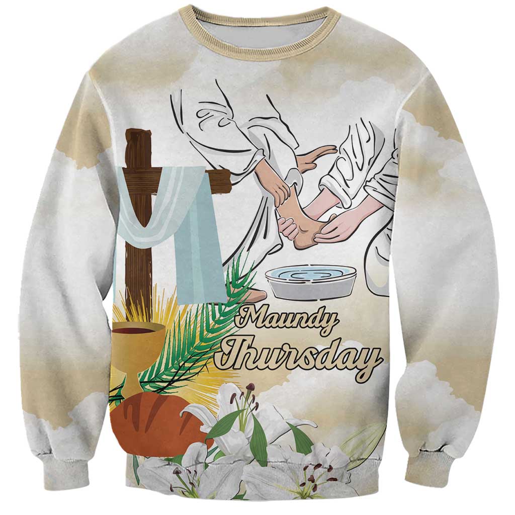 Happy Maundy Thursday Sweatshirt Jesus Christ Washing Feet