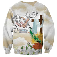Happy Maundy Thursday Sweatshirt Jesus Christ Washing Feet
