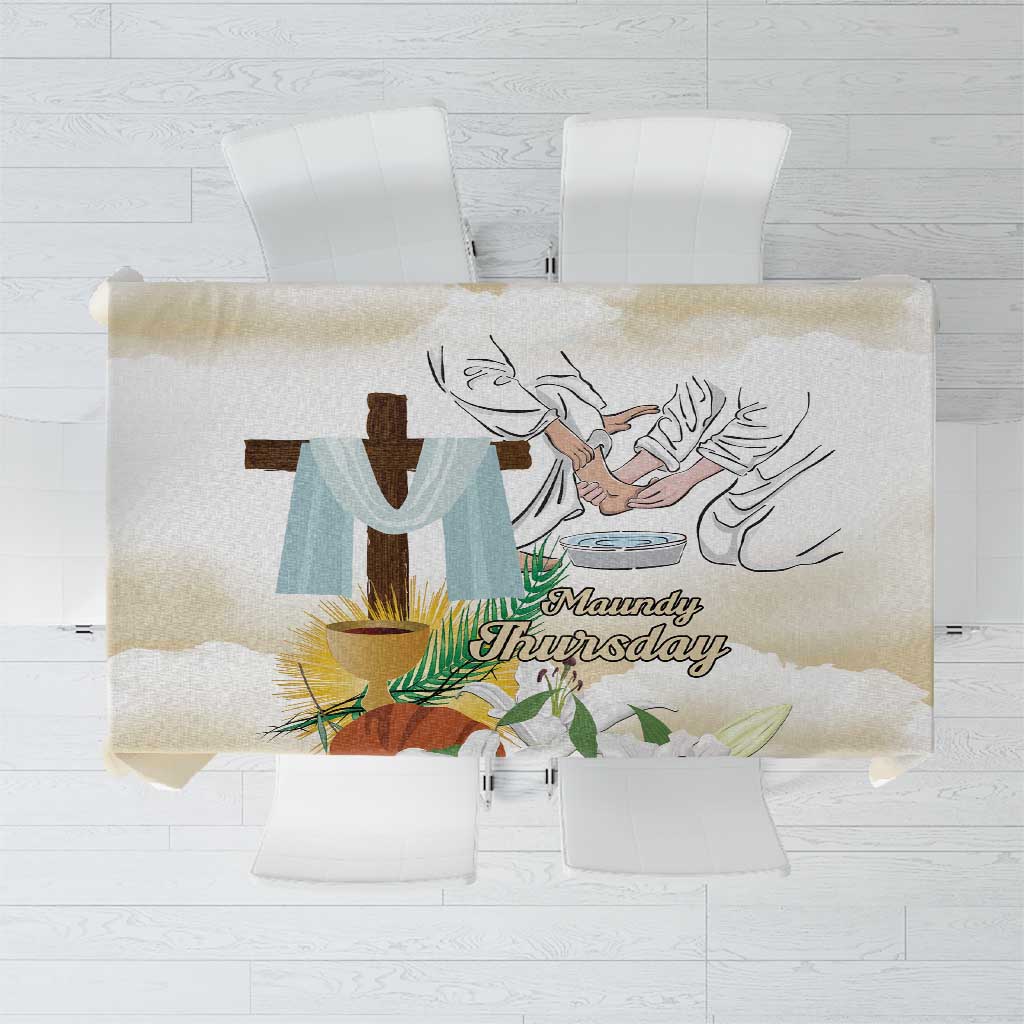 Happy Maundy Thursday Tablecloth Jesus Christ Washing Feet
